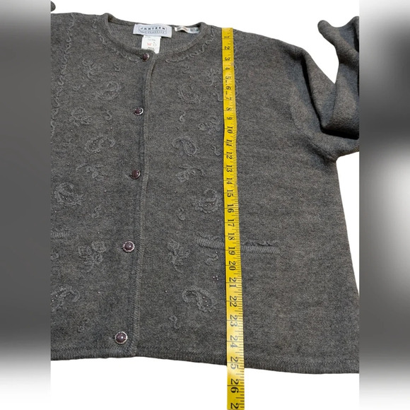 Vintage Jantzen Wool Hand Beaded Cardigan Sweater XL Artsy - Picture 7 of 8